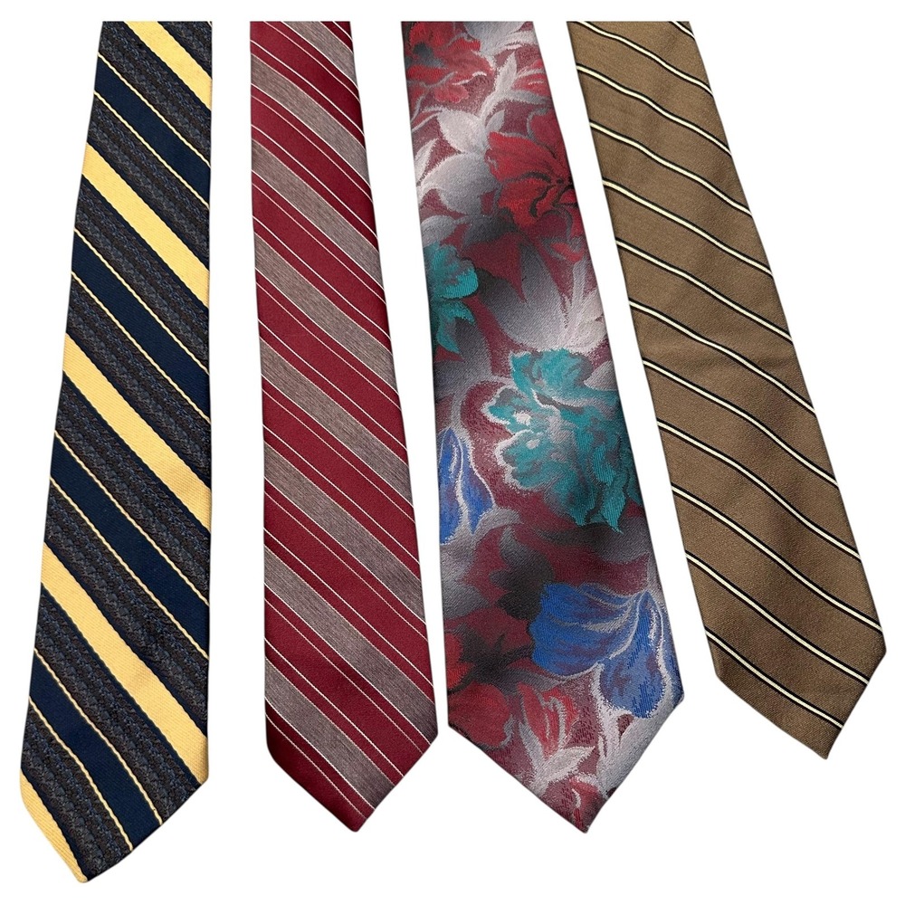 Vintage Mens Tie Lot Don Loper Botany 500 Windridge Stafford Striped Floral 90s